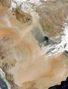 The Rub' al Khali, stretching across the lower part of this satellite image