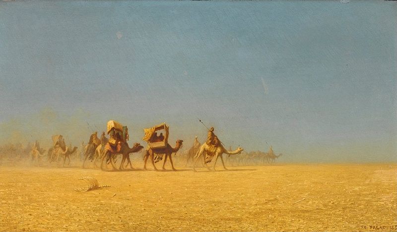 'Camel_Train_in_the_Desert'_by_Charles-Théodore_Frère,_1855